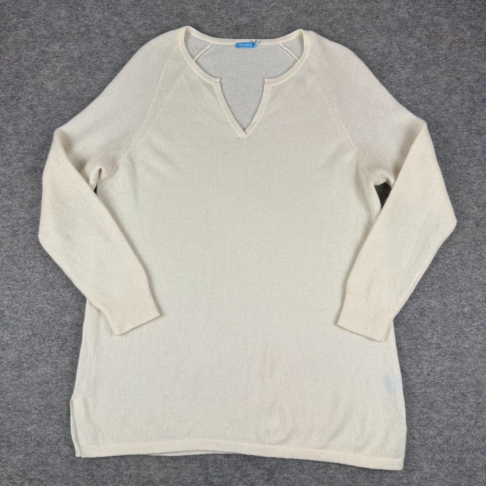 J McLaughlin 100% Cashmere V-Neck Sweater Tunic Ivory Womens Medium M